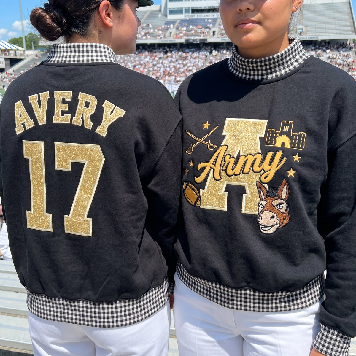 Colleges Mascot Appliqué Gingham Mockneck