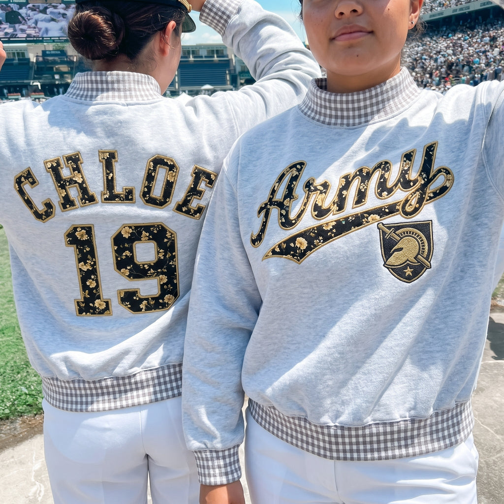 Colleges Appliqué Gingham Mockneck