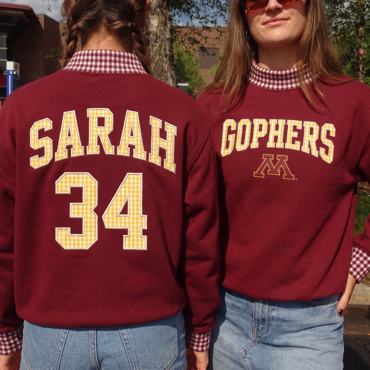 Colleges Appliqué Gingham Mockneck