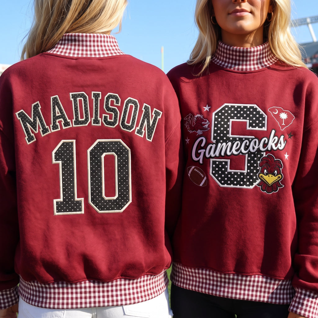 Colleges Mascot Appliqué Gingham Mockneck