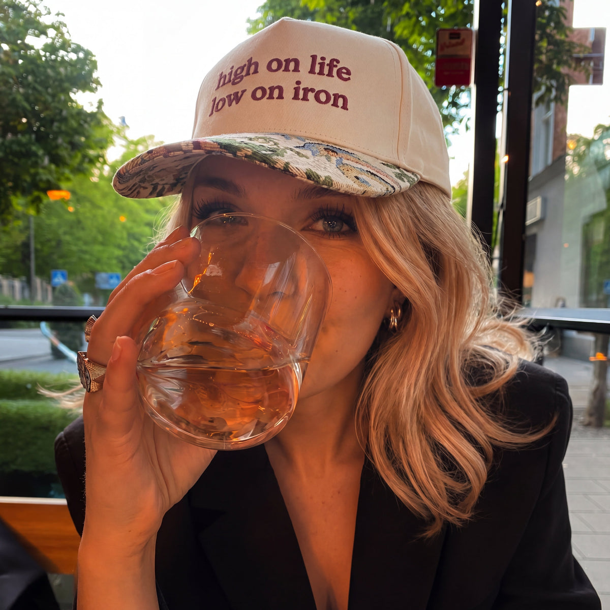 High On Life Low On Iron FLoral Hat