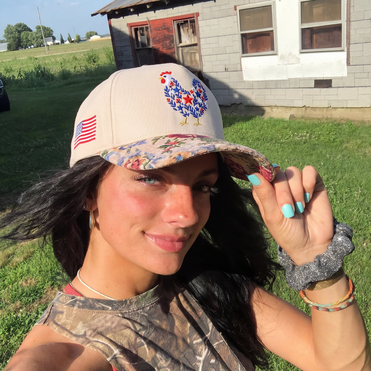 Chicken 4th of July FLoral Hat