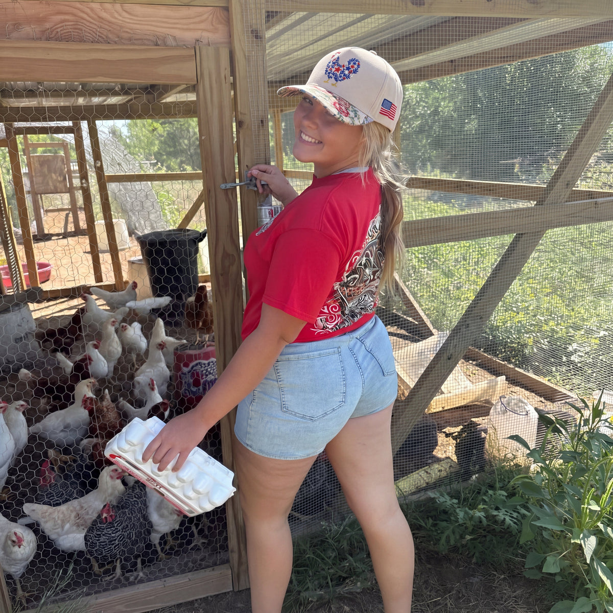 Chicken 4th of July FLoral Hat