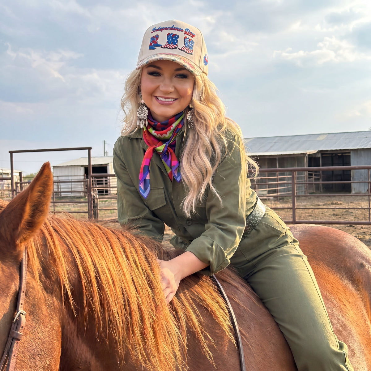 Cowboy Boots Patriotic FLoral Hat