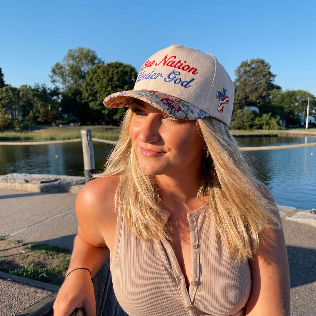 One Nation Under God FLoral Hat