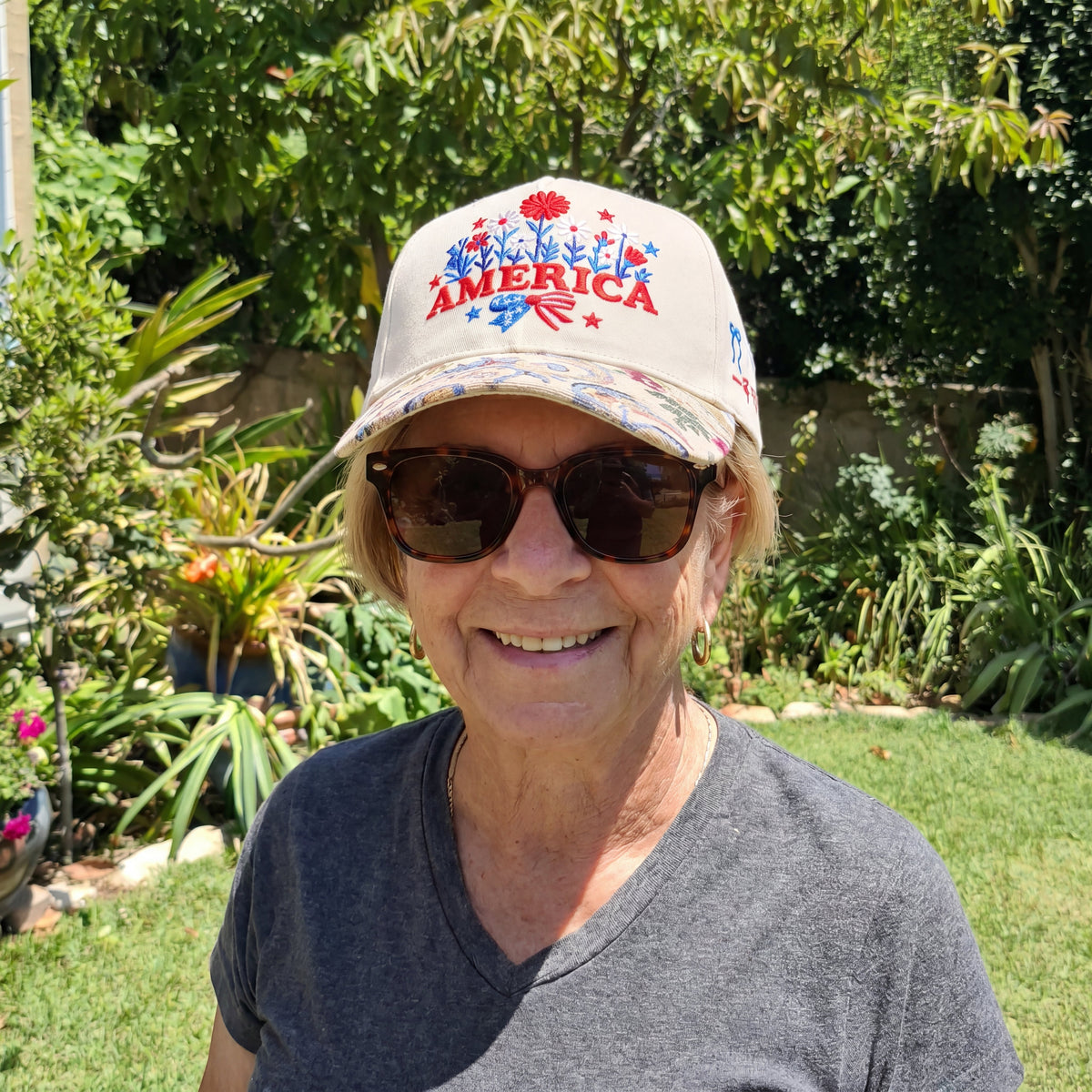 Custom Name USA Spring Bow FLoral Hat