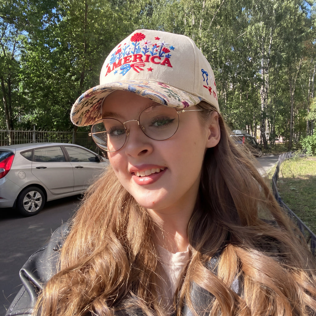 Custom Name USA Spring Bow FLoral Hat