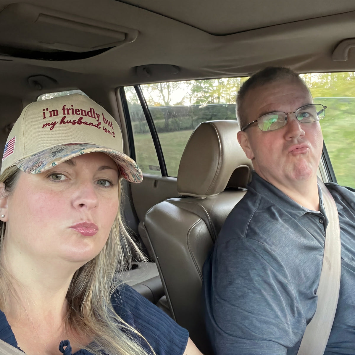 I'm Friendly But My Husband Isn't Floral Hat