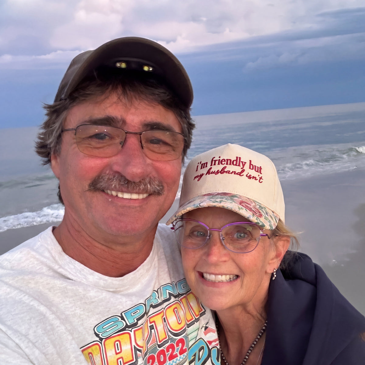 I'm Friendly But My Husband Isn't Floral Hat