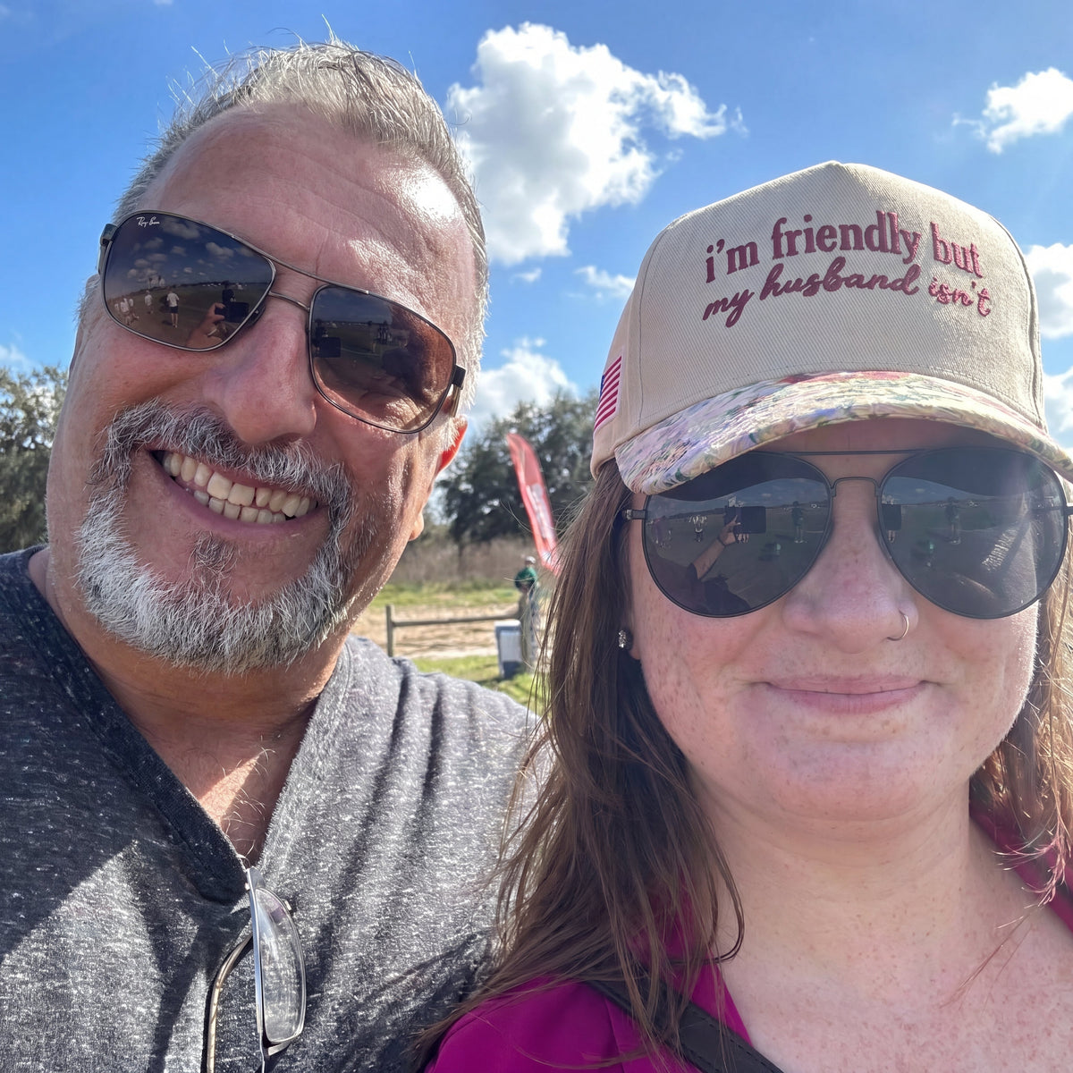 I'm Friendly But My Husband Isn't Floral Hat