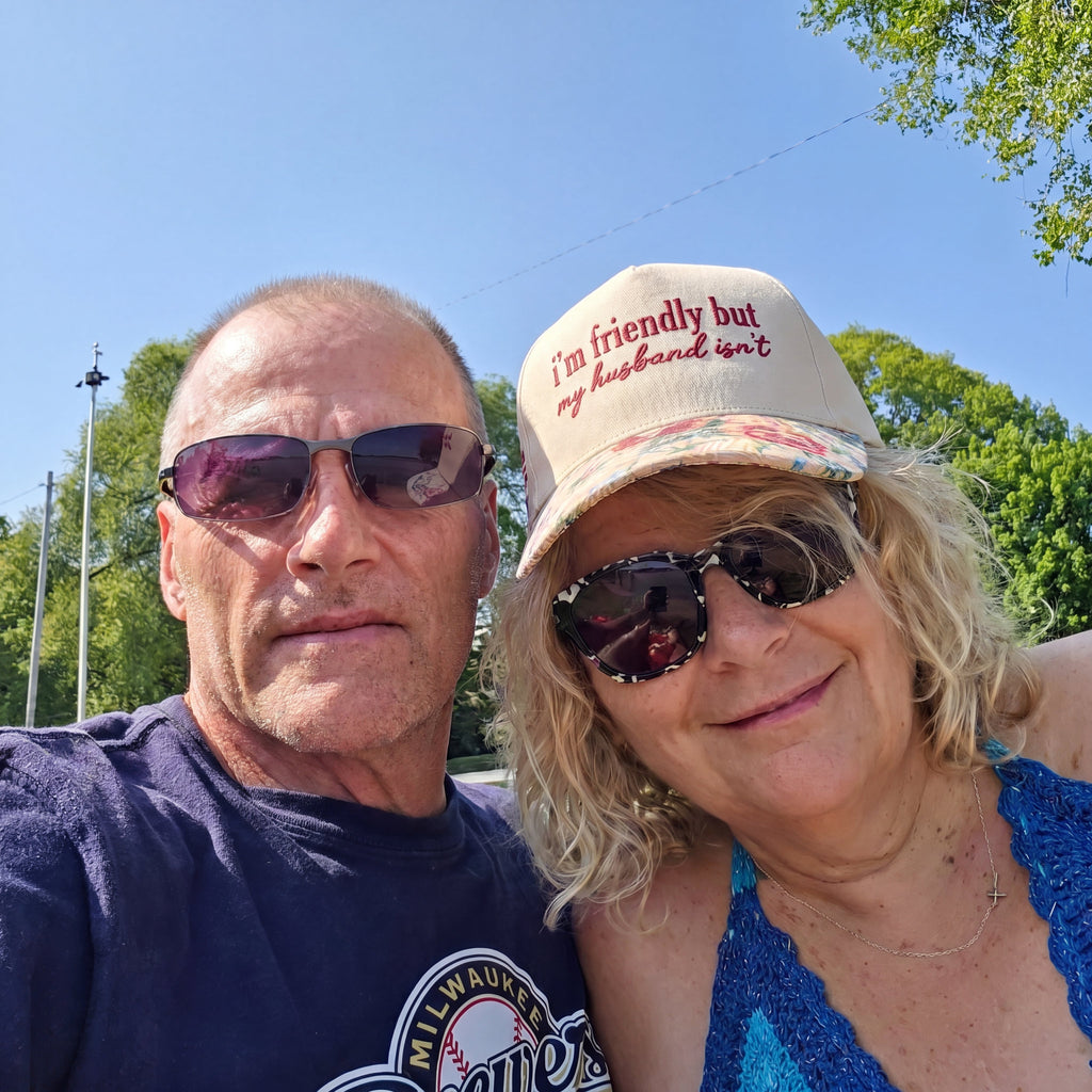 I'm Friendly But My Husband Isn't Floral Hat