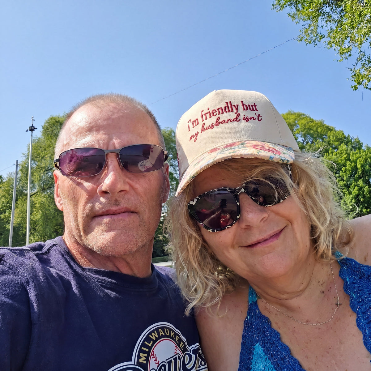 I'm Friendly But My Husband Isn't Floral Hat