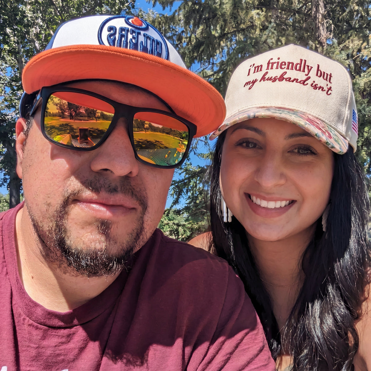 I'm Friendly But My Husband Isn't Floral Hat