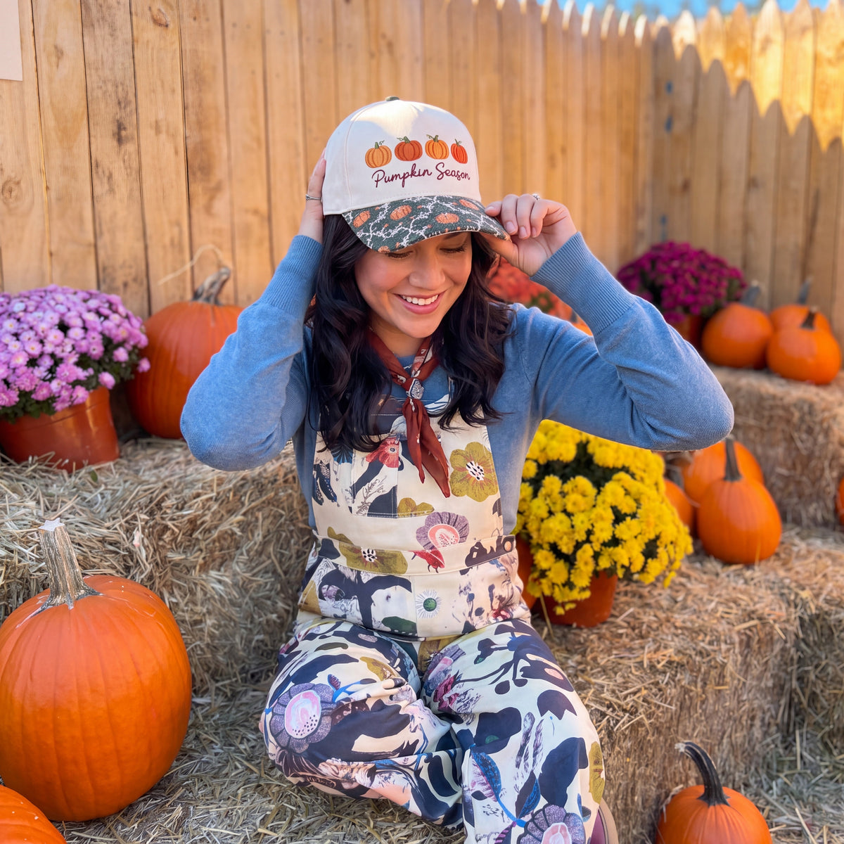 Pumpkin Season Tapestry Brim Hat