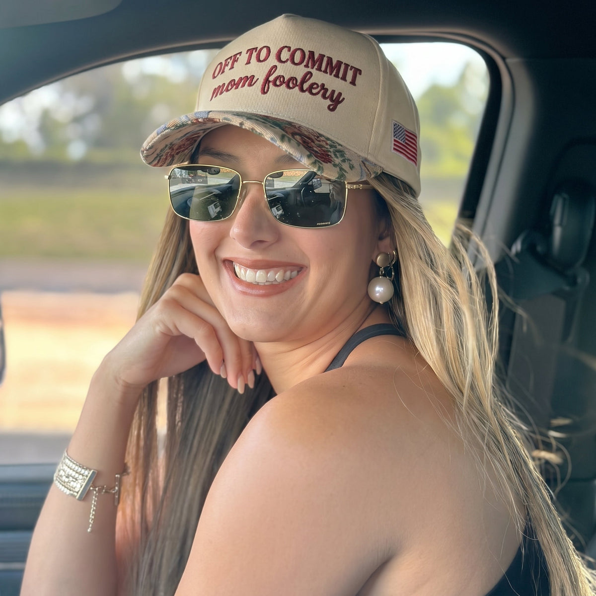 Off To Commit Mom Foolery FLoral Hat