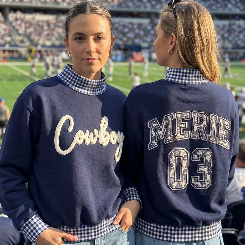 States Chenille Yarn Gingham Mockneck