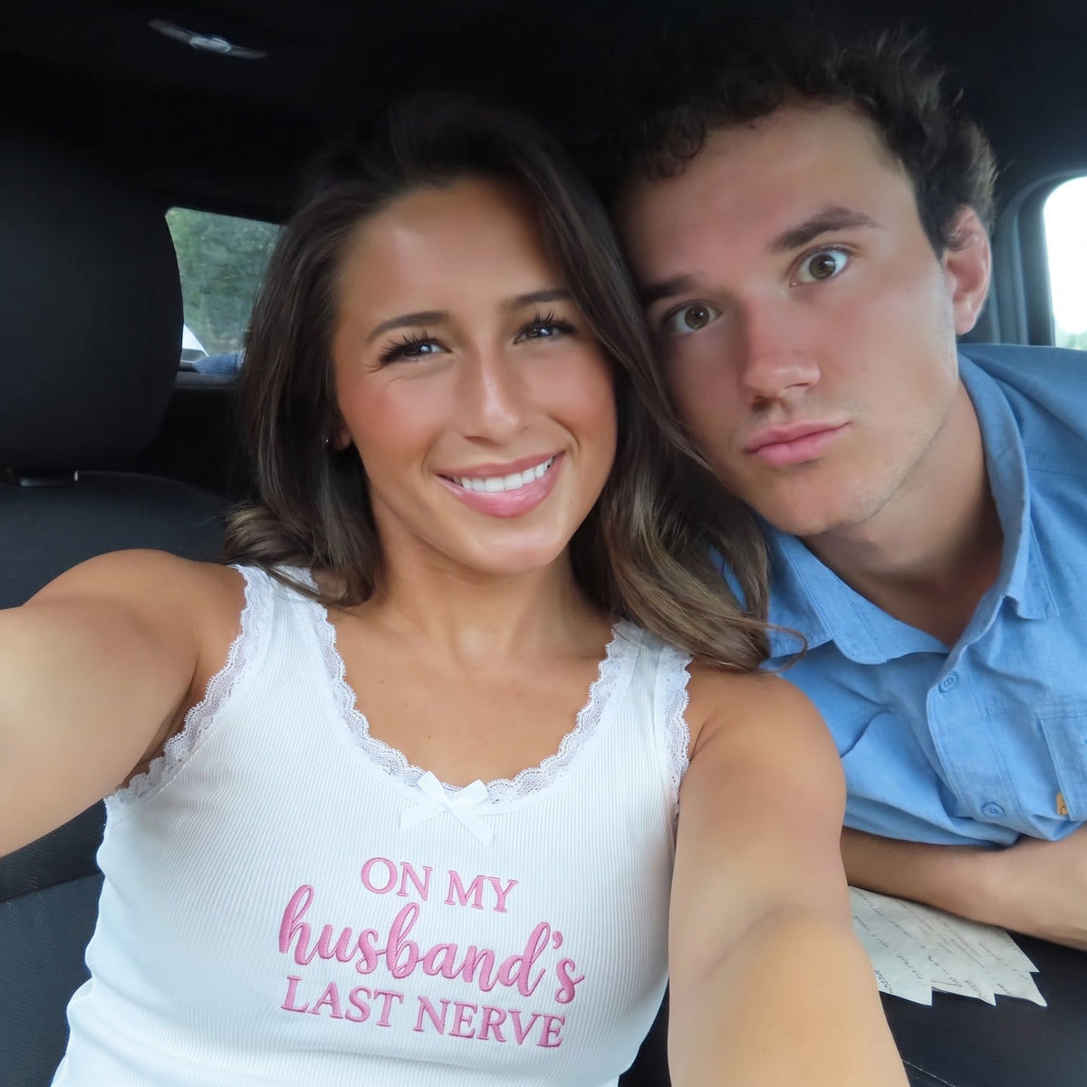 On My Husband's Last Nerve Lace Tank Top