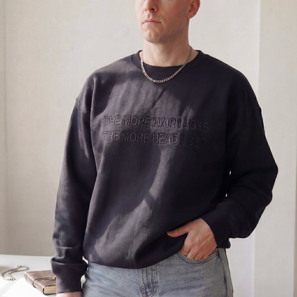 The More Hair I Lose The More Head I Get Embroidered Shirt