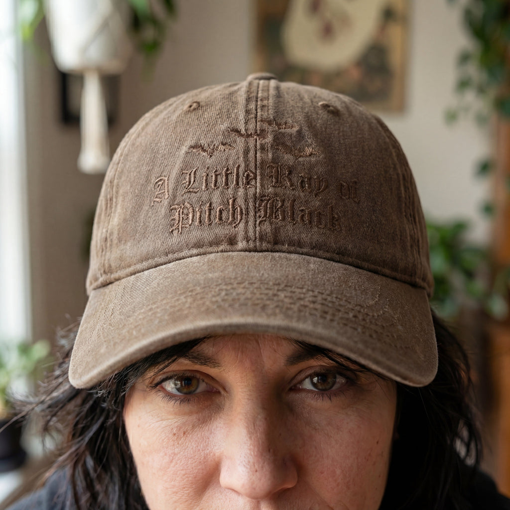 A Little Ray Of Pitch Black Gothic Washed Cap