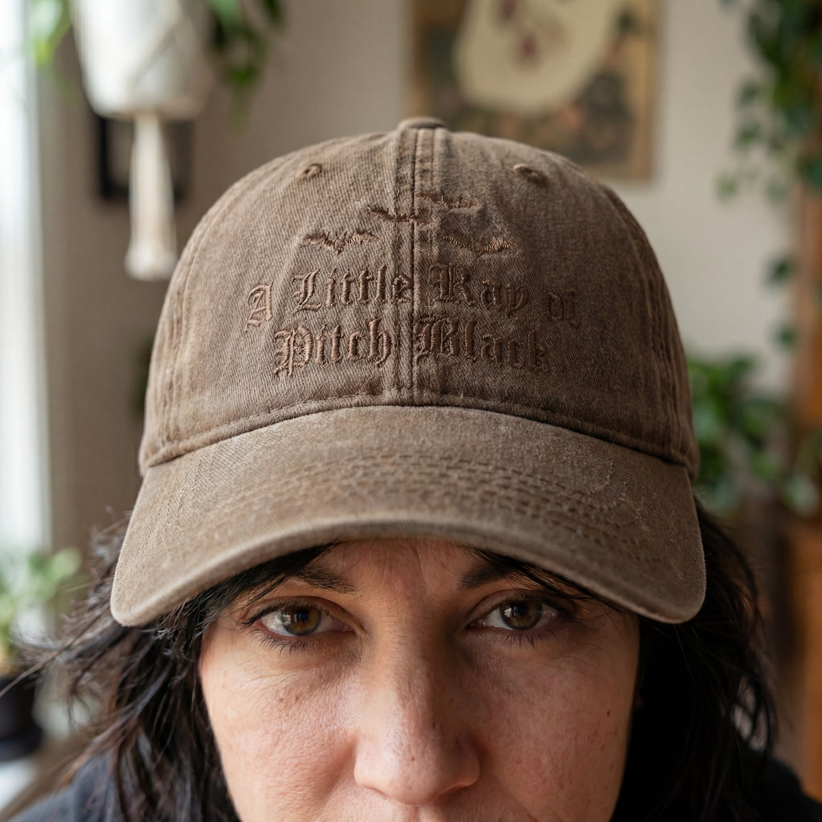 A Little Ray Of Pitch Black Gothic Washed Cap