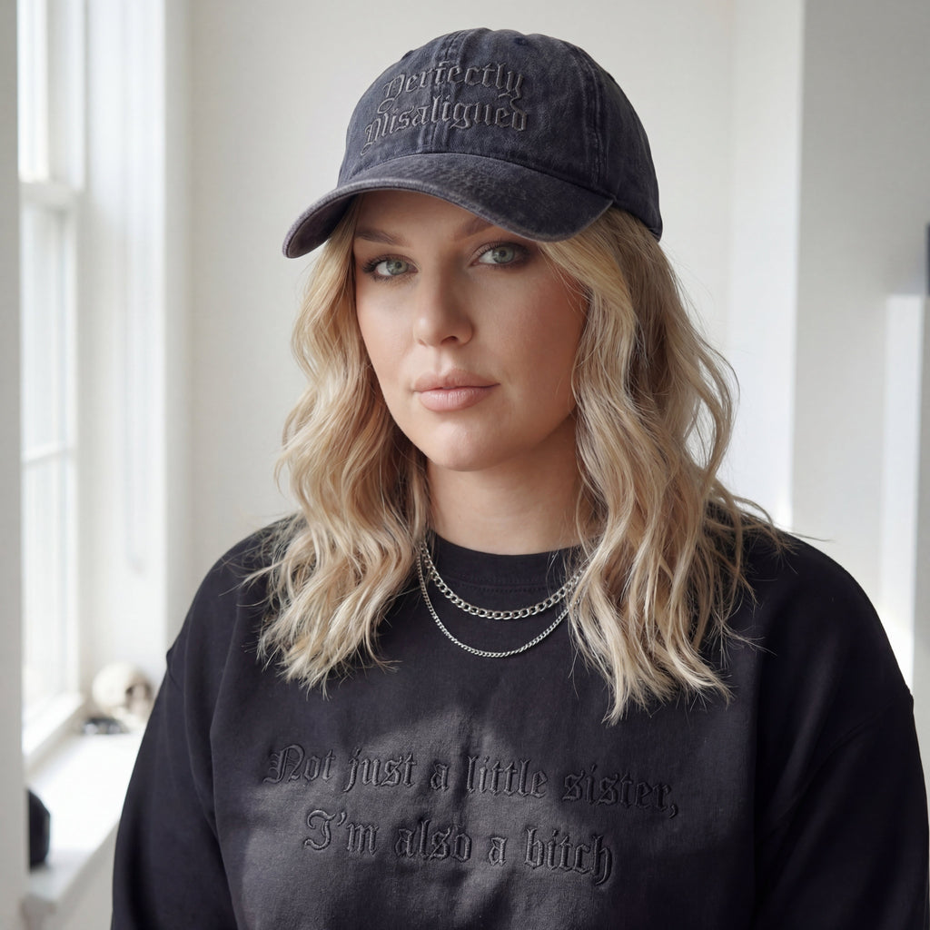 Perfectly Misaligned Gothic Washed Cap
