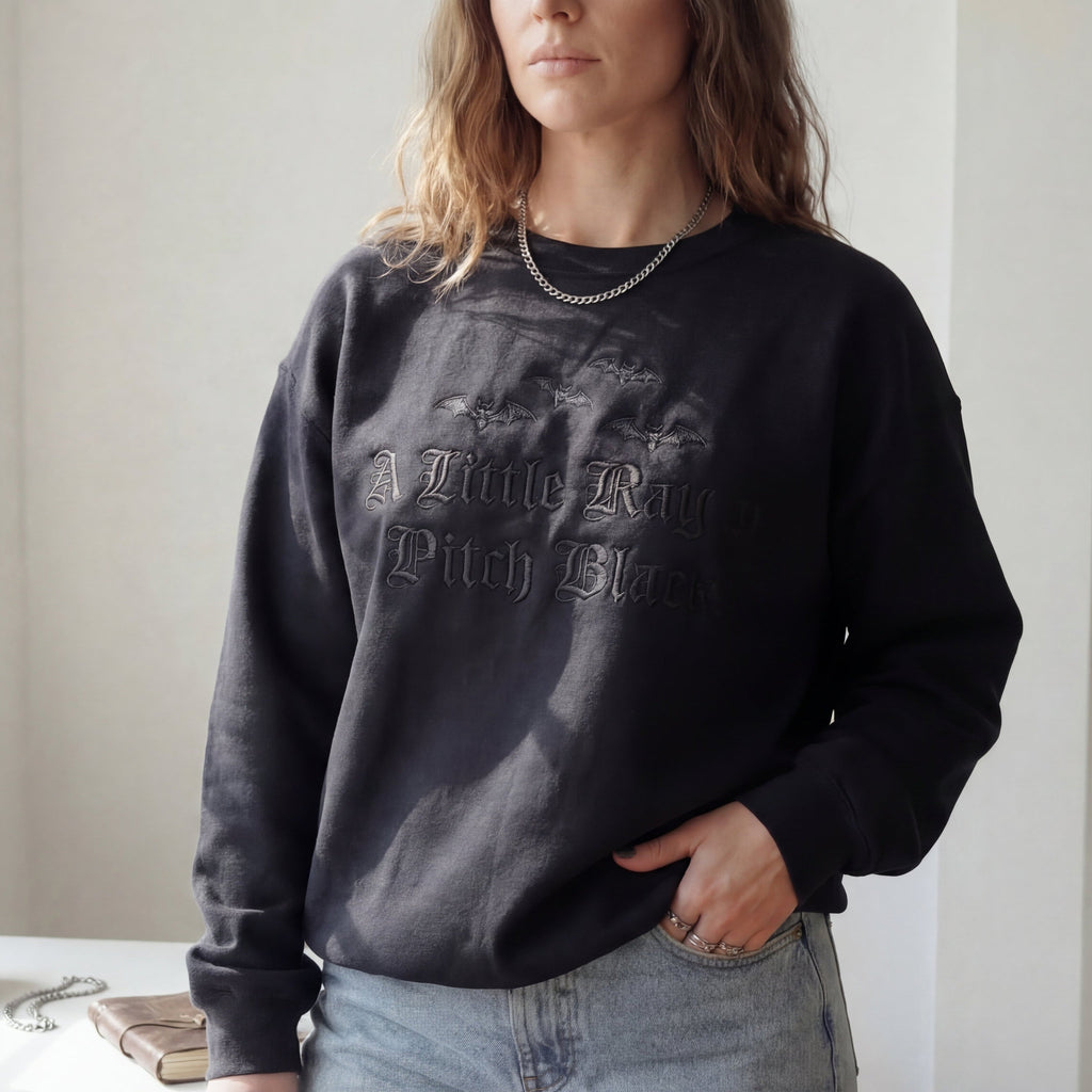 A Little Ray Of Pitch Black Gothic Embroidered Shirt