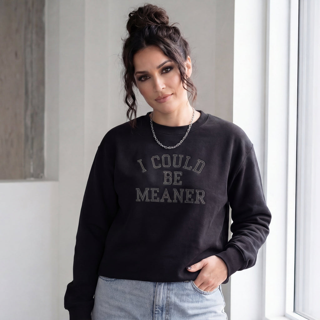 I Could Be Meaner Embroidered Shirt