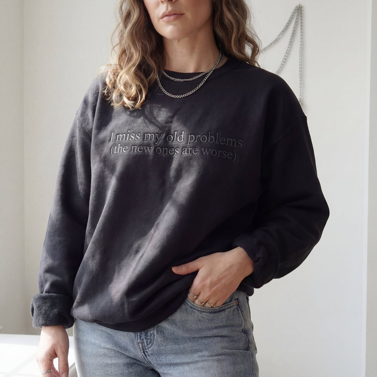 I Miss My Old Problems Embroidered Shirt