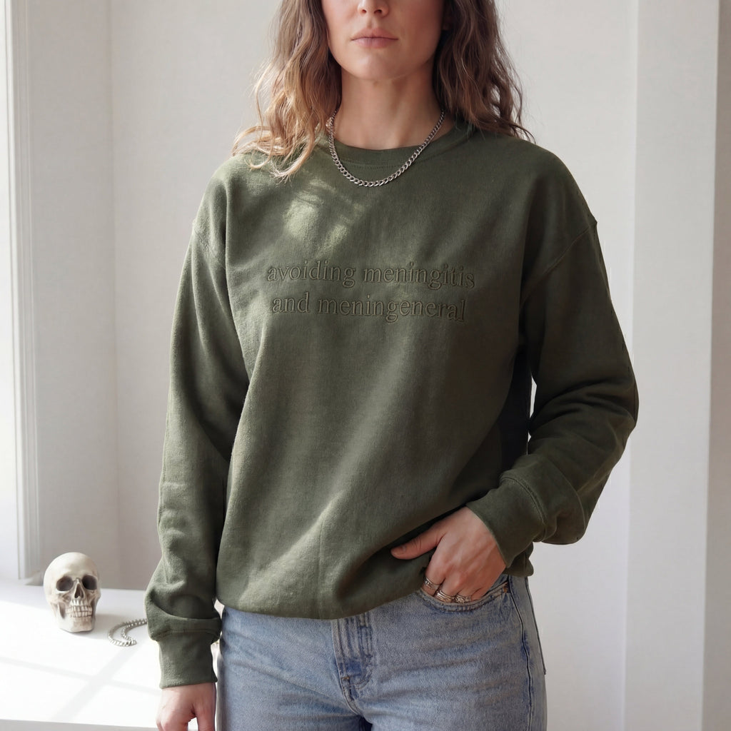 Avoiding Meningitis And Meningenera Embroidered Shirt
