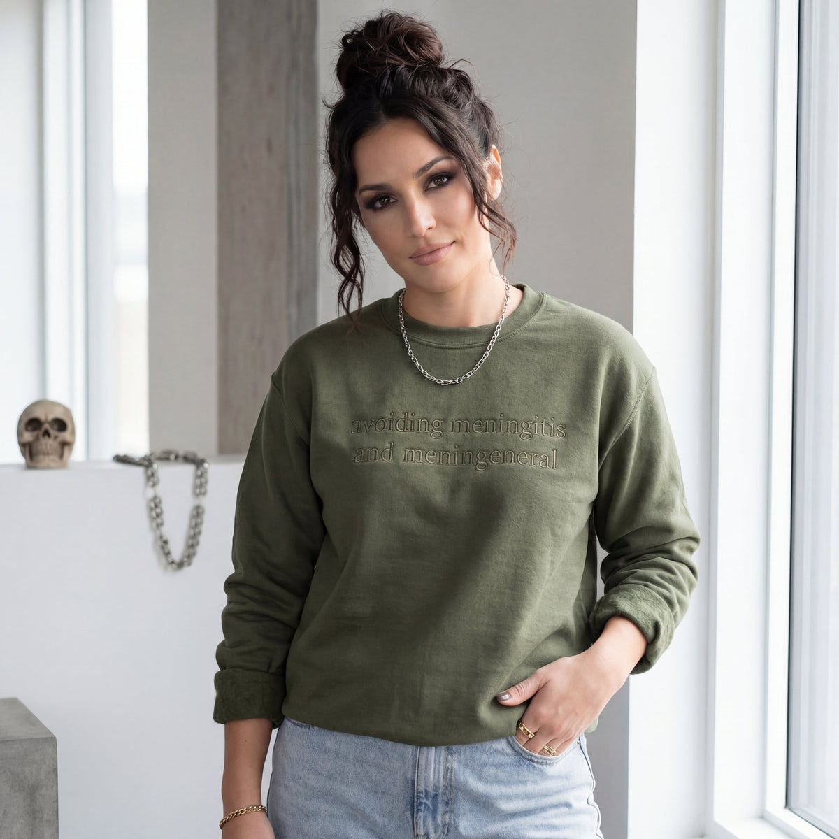 Avoiding Meningitis And Meningenera Embroidered Shirt