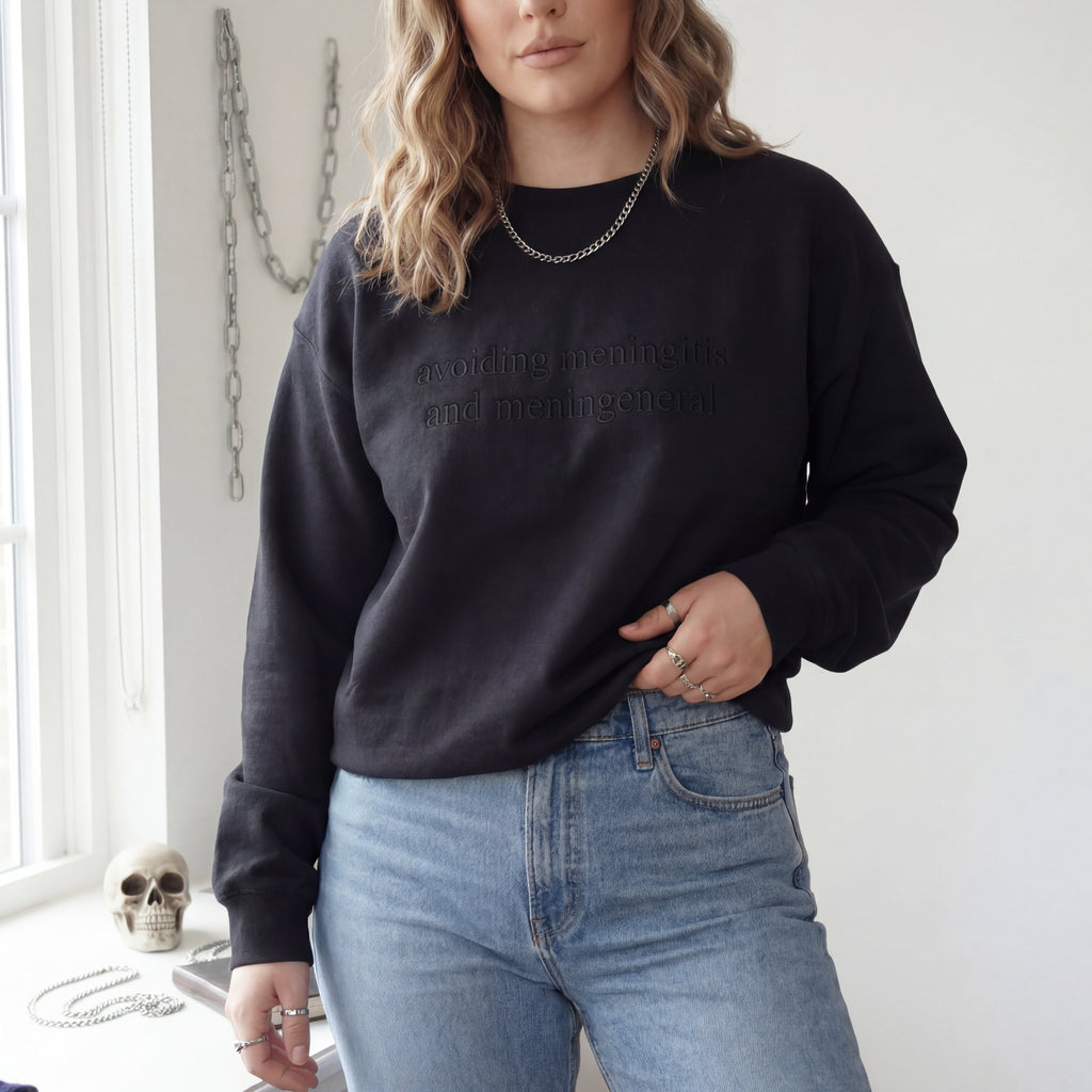 Avoiding Meningitis And Meningenera Embroidered Shirt