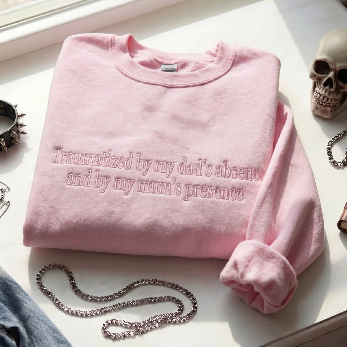 Traumatized By My Dad's Absence And By My Mum's Presence Embroidered Shirt