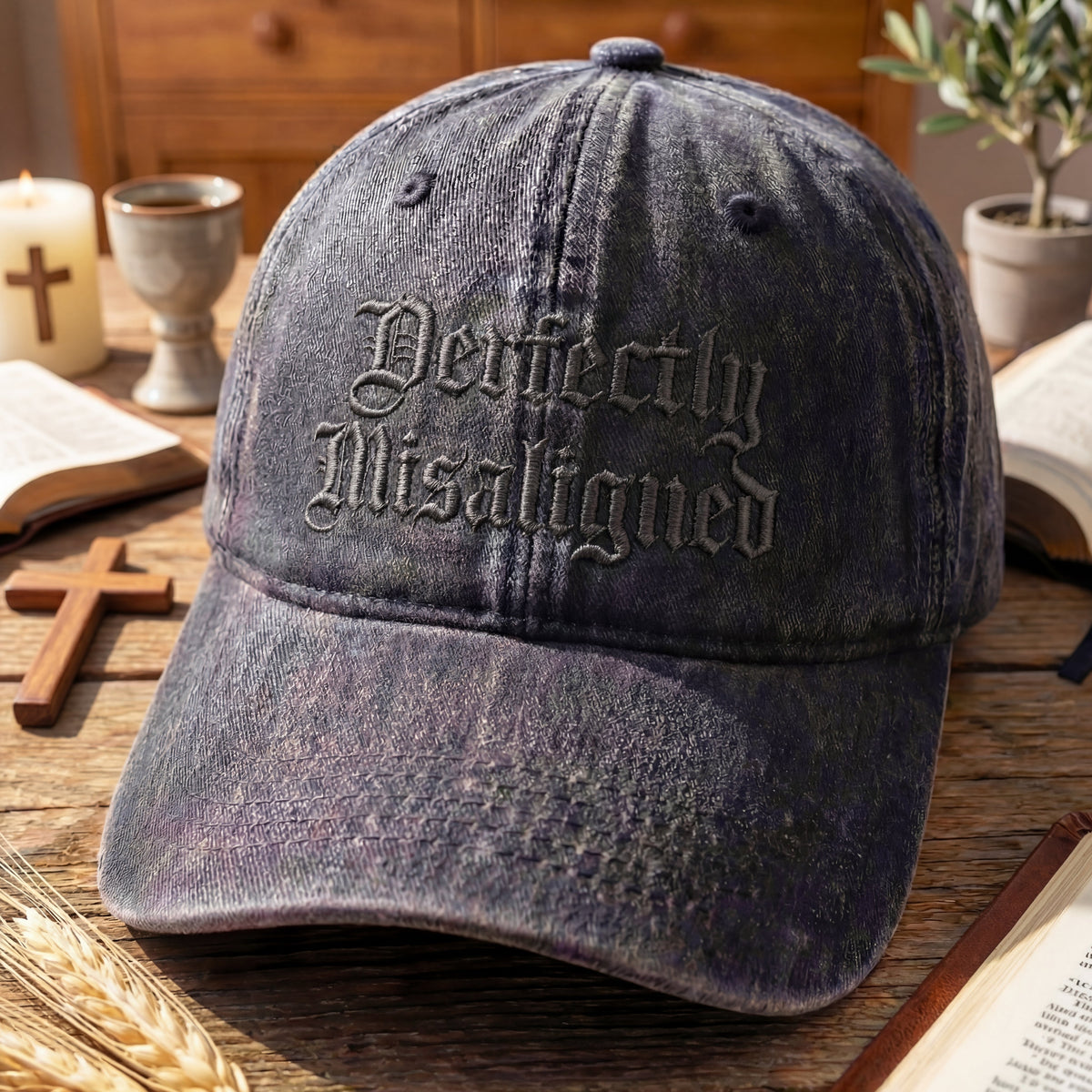 Perfectly Misaligned Gothic Washed Cap