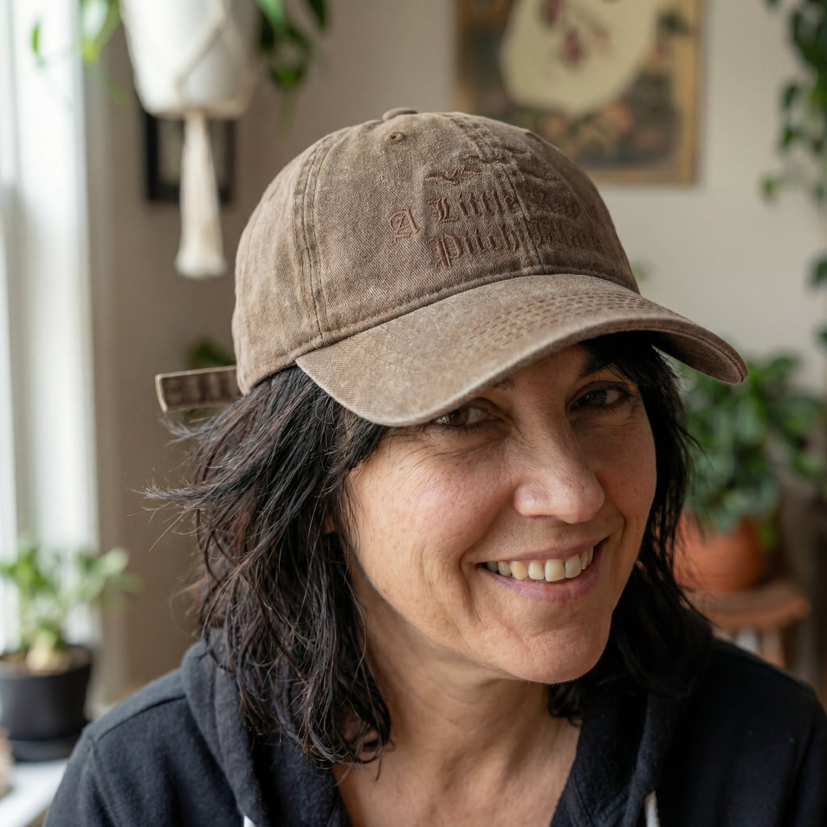 A Little Ray Of Pitch Black Gothic Washed Cap