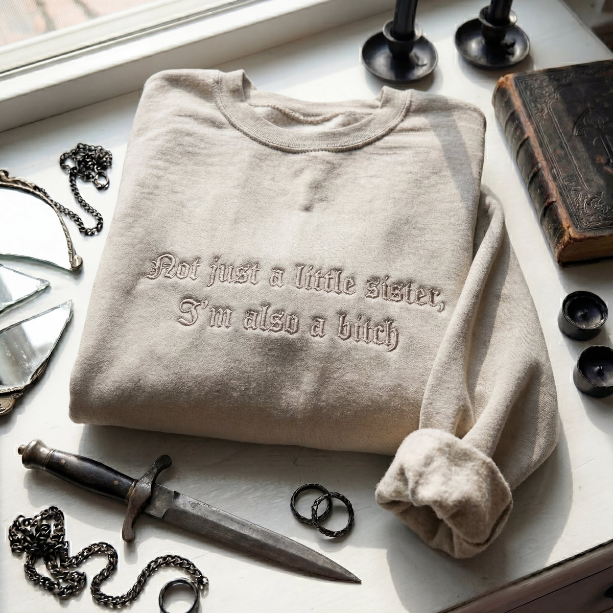 Not Just A Little Sister, I'm Also A Bitch Embroidered Shirt