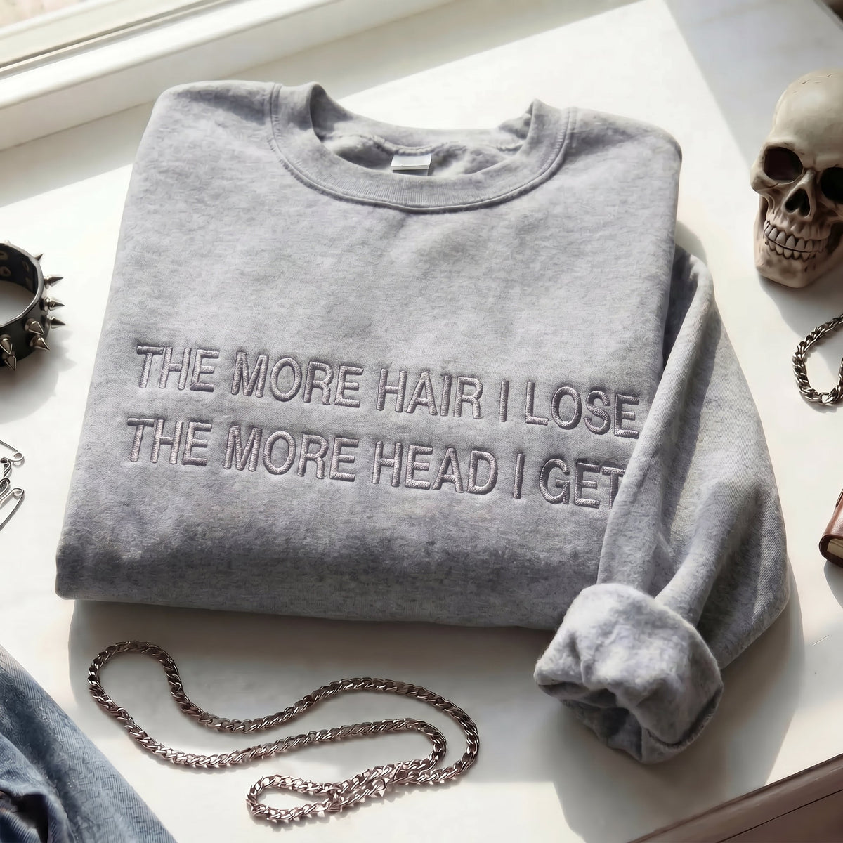 The More Hair I Lose The More Head I Get Embroidered Shirt