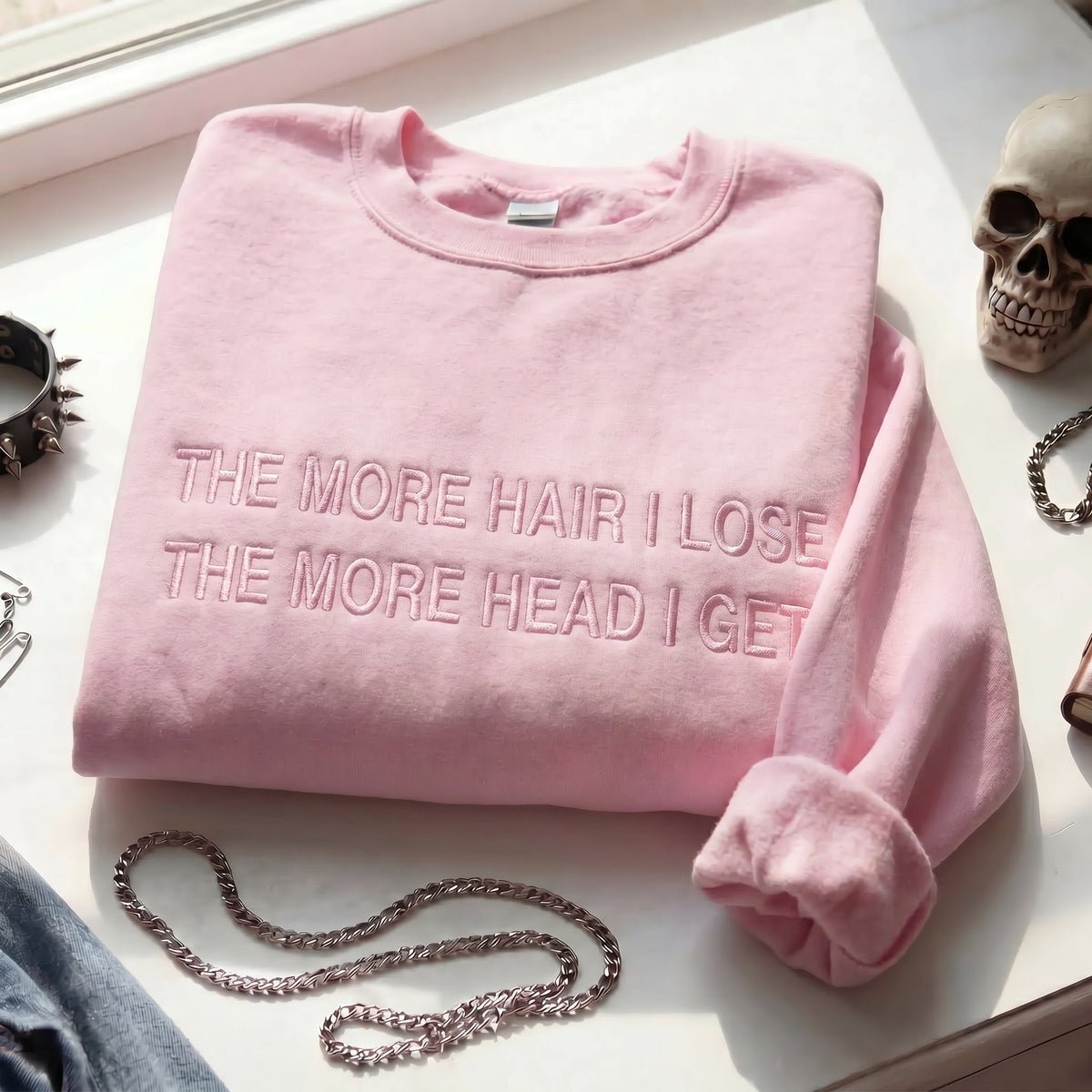 The More Hair I Lose The More Head I Get Embroidered Shirt