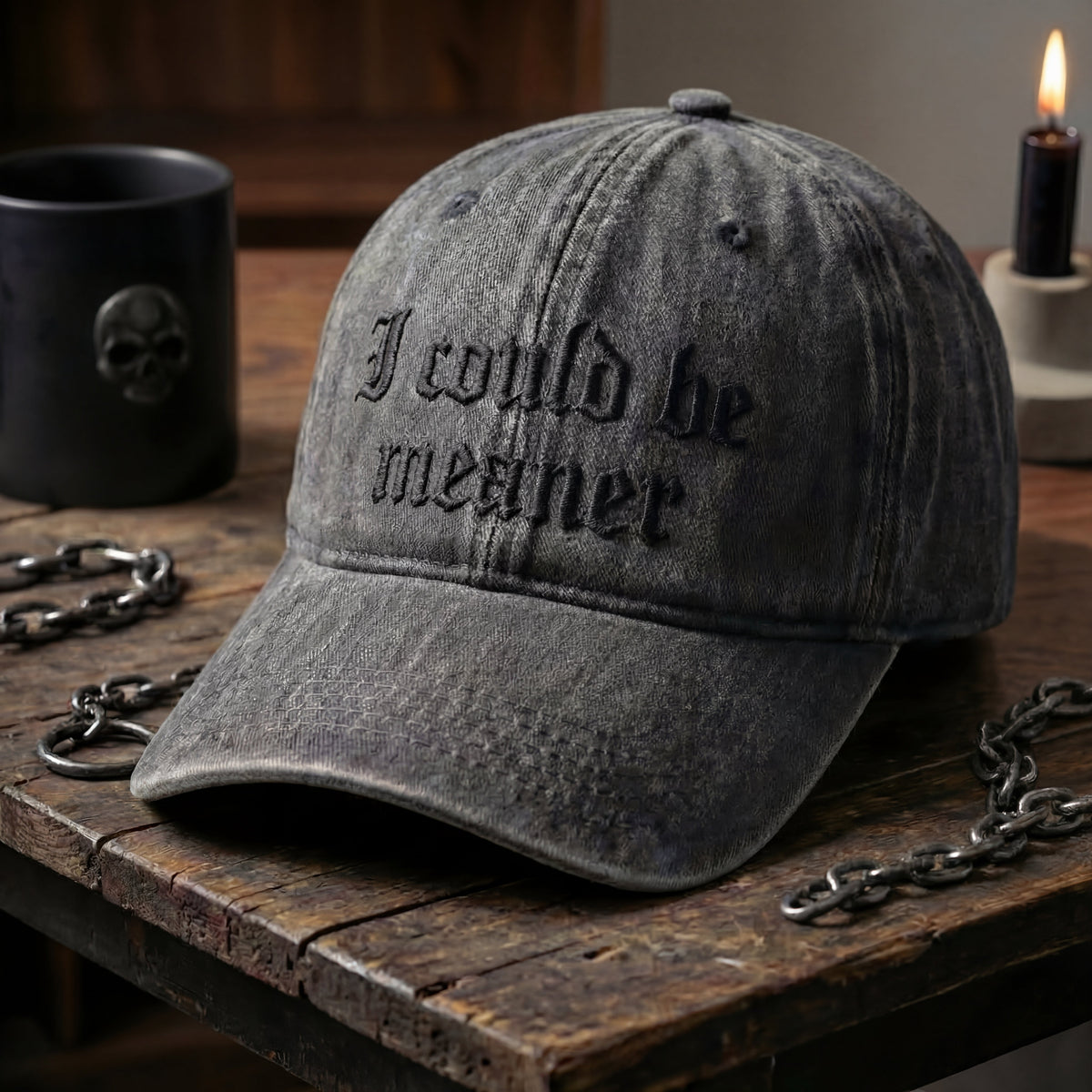 I Could Be Meaner Gothic Washed Cap