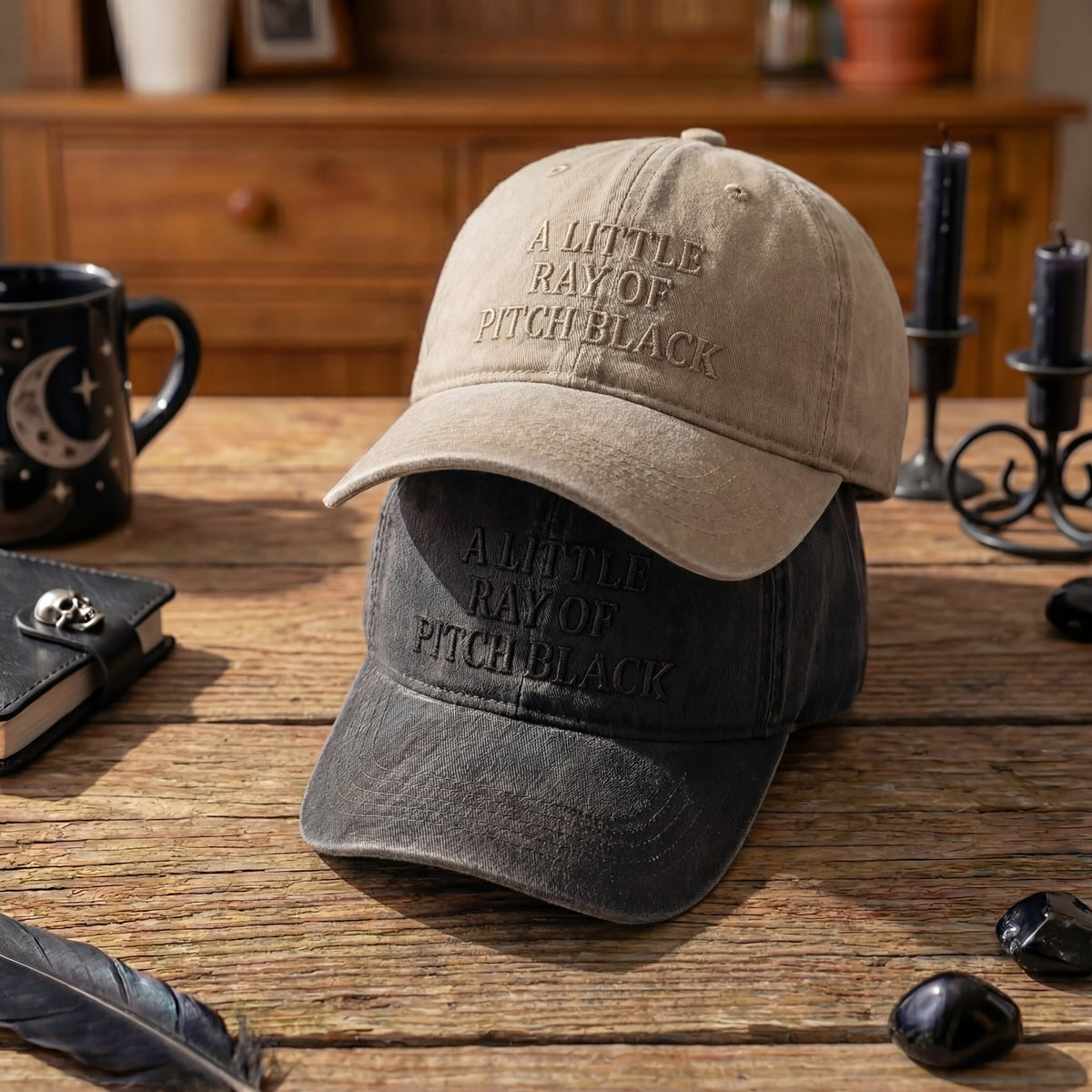 A Little Ray Of Pitch Black Washed Cap