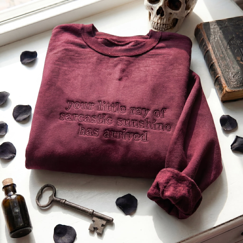 Your Little Ray Of Sarcastic Sunshine Has Arrived Embroidered Shirt
