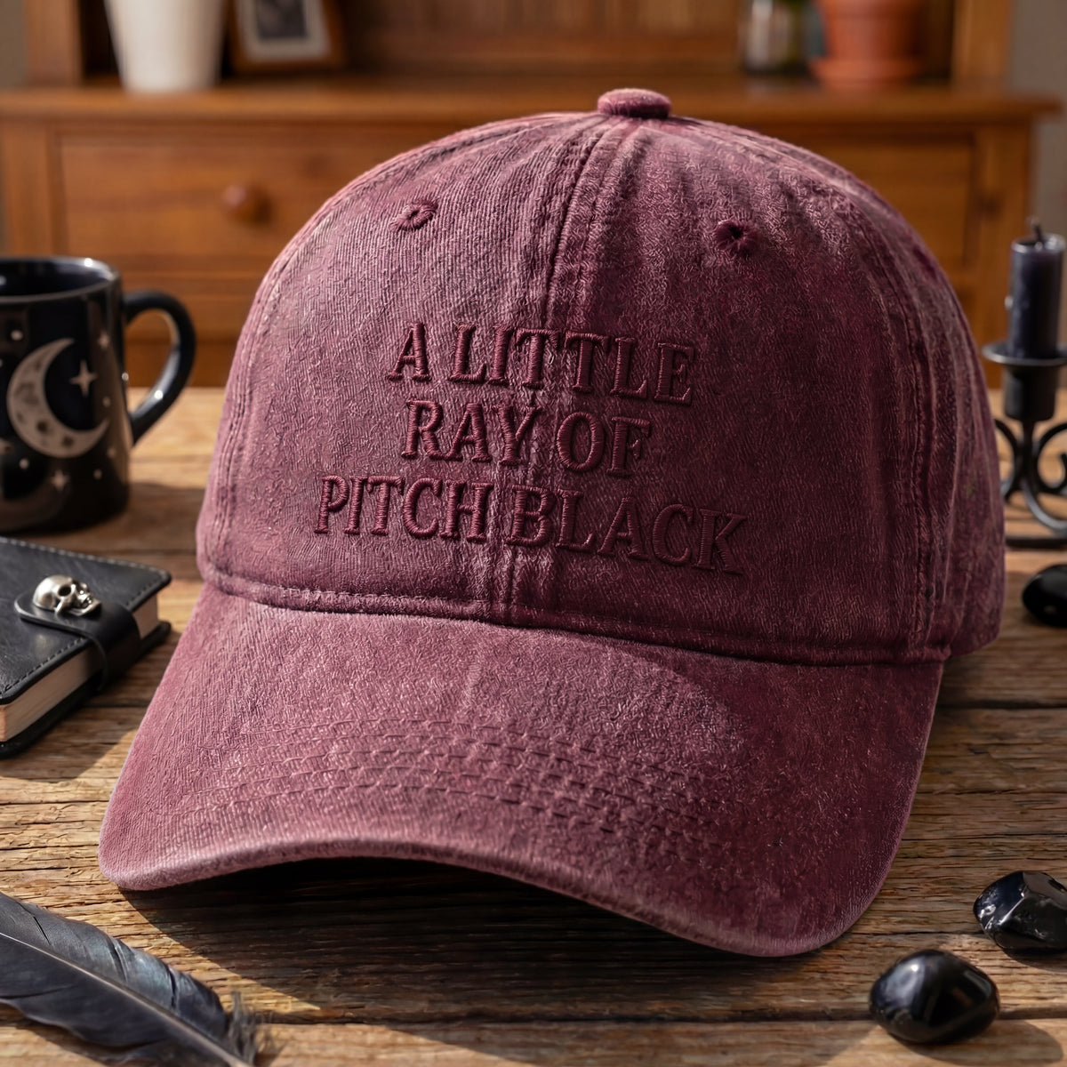 A Little Ray Of Pitch Black Washed Cap
