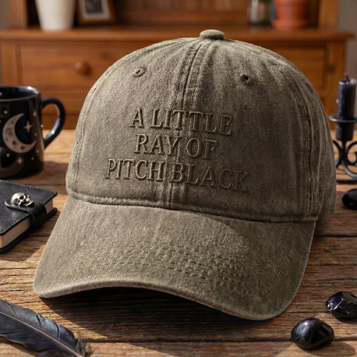A Little Ray Of Pitch Black Washed Cap