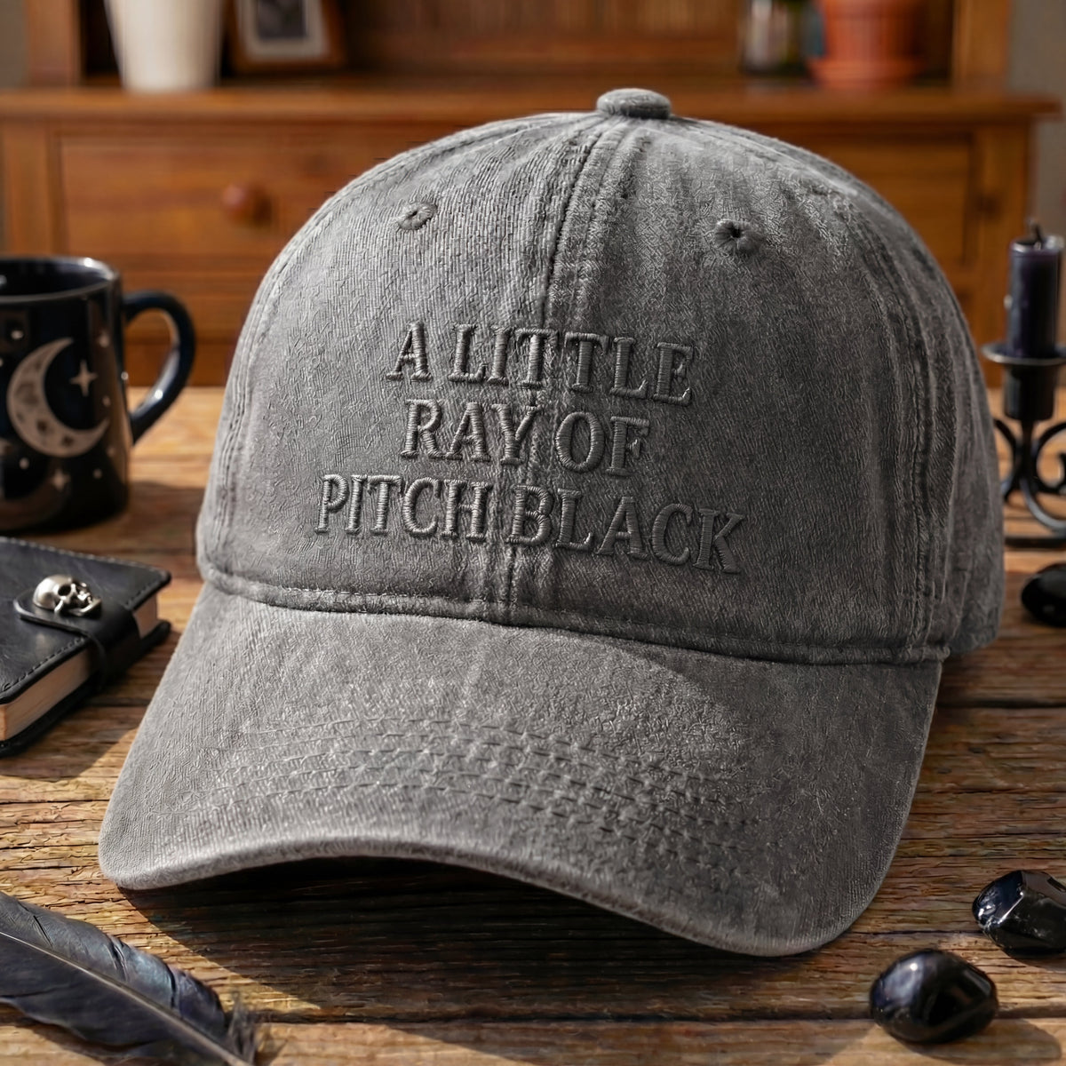 A Little Ray Of Pitch Black Washed Cap
