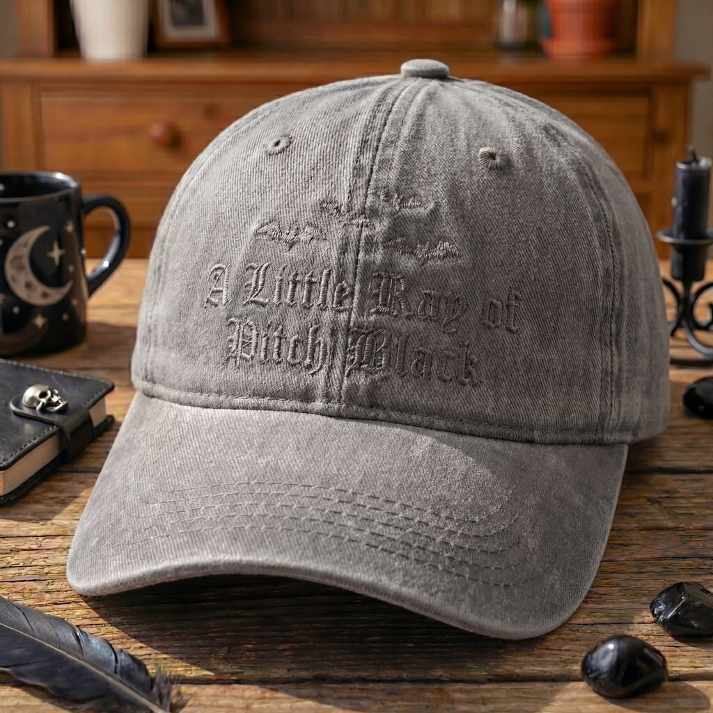 A Little Ray Of Pitch Black Gothic Washed Cap