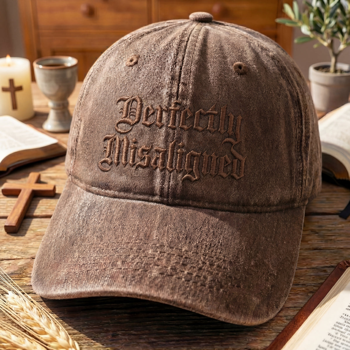 Perfectly Misaligned Gothic Washed Cap
