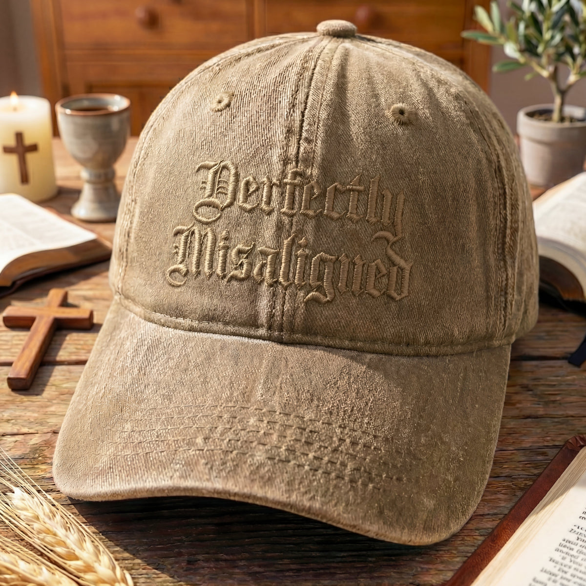 Perfectly Misaligned Gothic Washed Cap