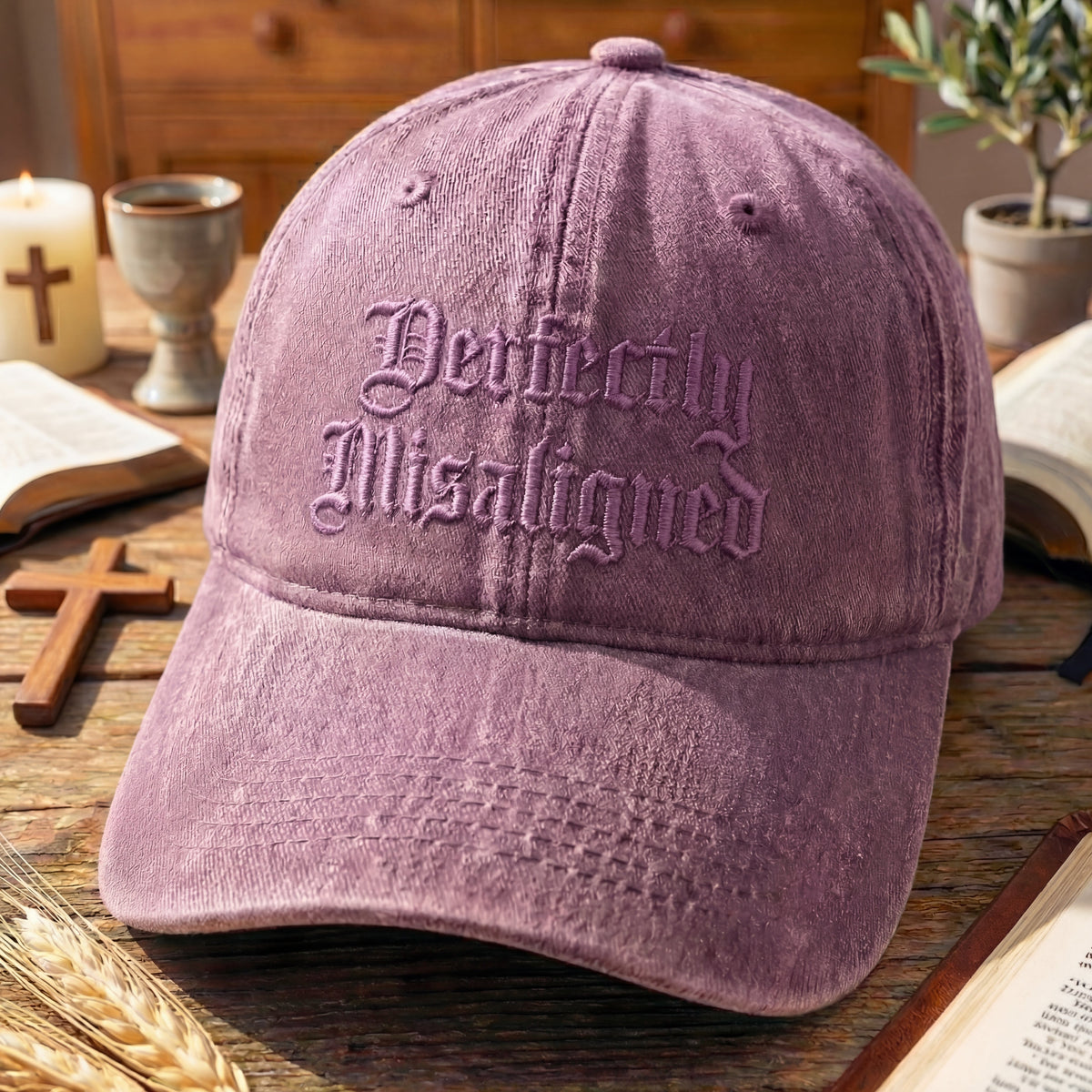 Perfectly Misaligned Gothic Washed Cap