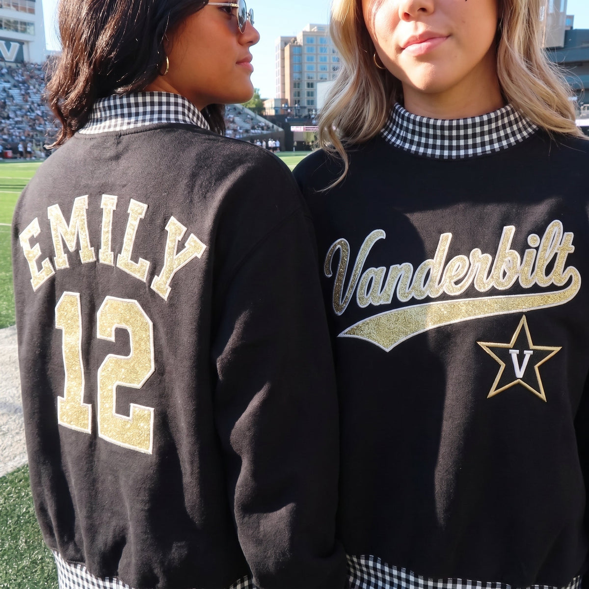 Colleges Appliqué Gingham Mockneck