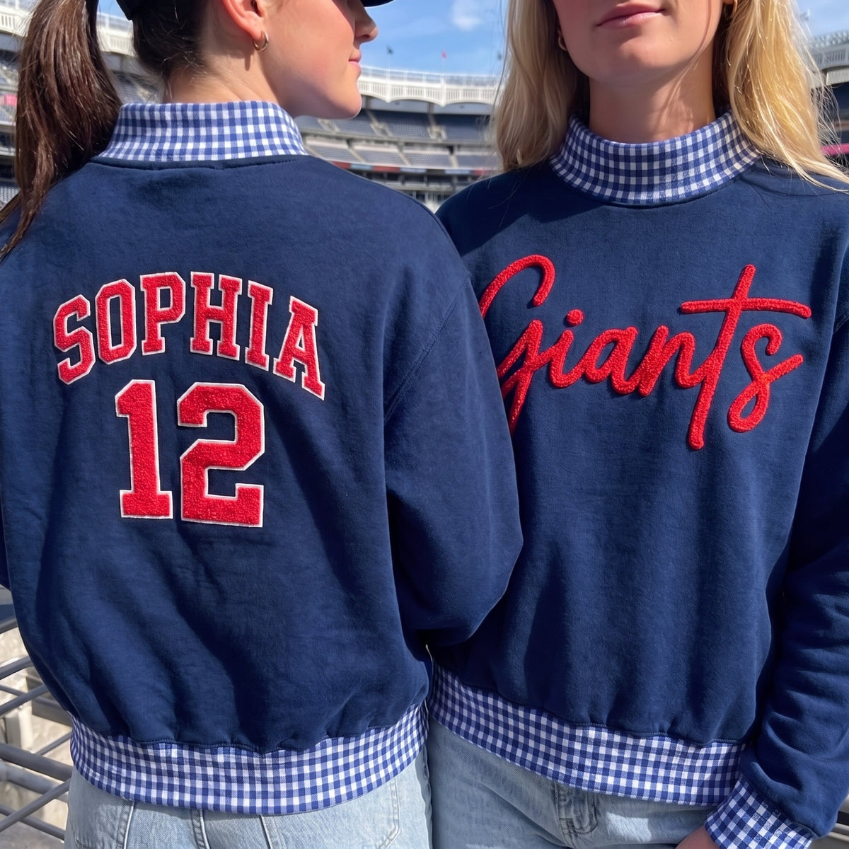 States Chenille Yarn Gingham Mockneck