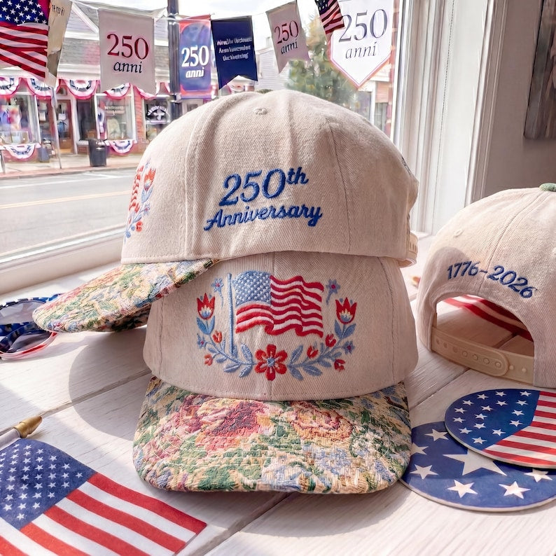 Summer Flower USA Flag FLoral Hat